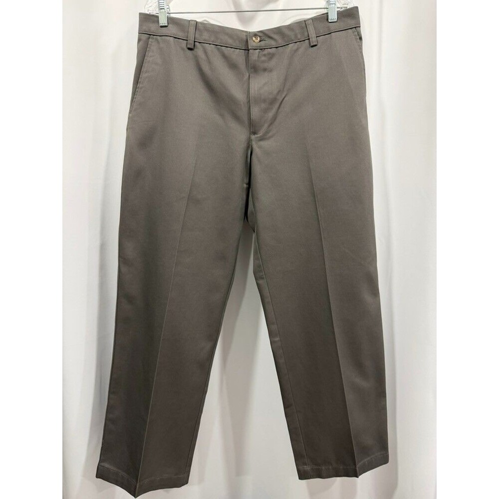 Van Heusen Men's 36x30 GrayStraight Fit Stretch Waistband Wrinkle Free Pant